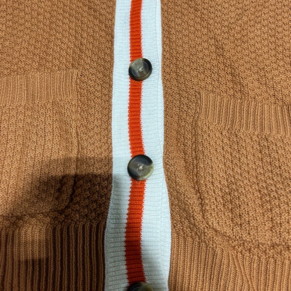 NWT Aerie Varsity Letterman Orange Oversized Cardigan Sweater w/ Pockets "06" - Picture 4 of 10